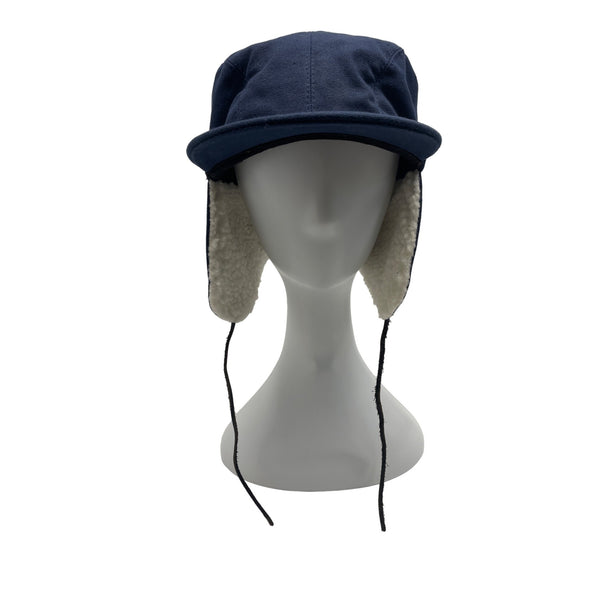 Fits. Unisex Navy Blue Cotton & Polyester Winter Hat With Ear Flaps