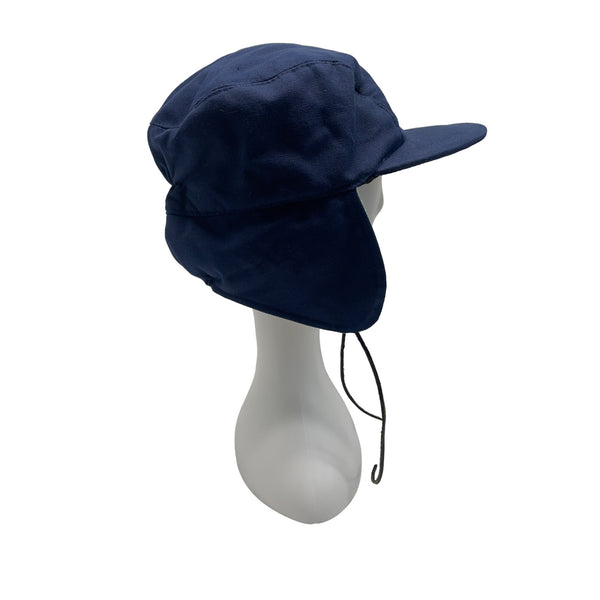 Fits. Unisex Navy Blue Cotton & Polyester Winter Hat With Ear Flaps