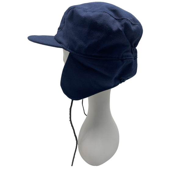 Fits. Unisex Navy Blue Cotton & Polyester Winter Hat With Ear Flaps