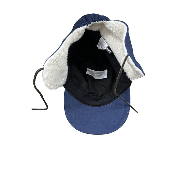 Fits. Unisex Navy Blue Cotton & Polyester Winter Hat With Ear Flaps