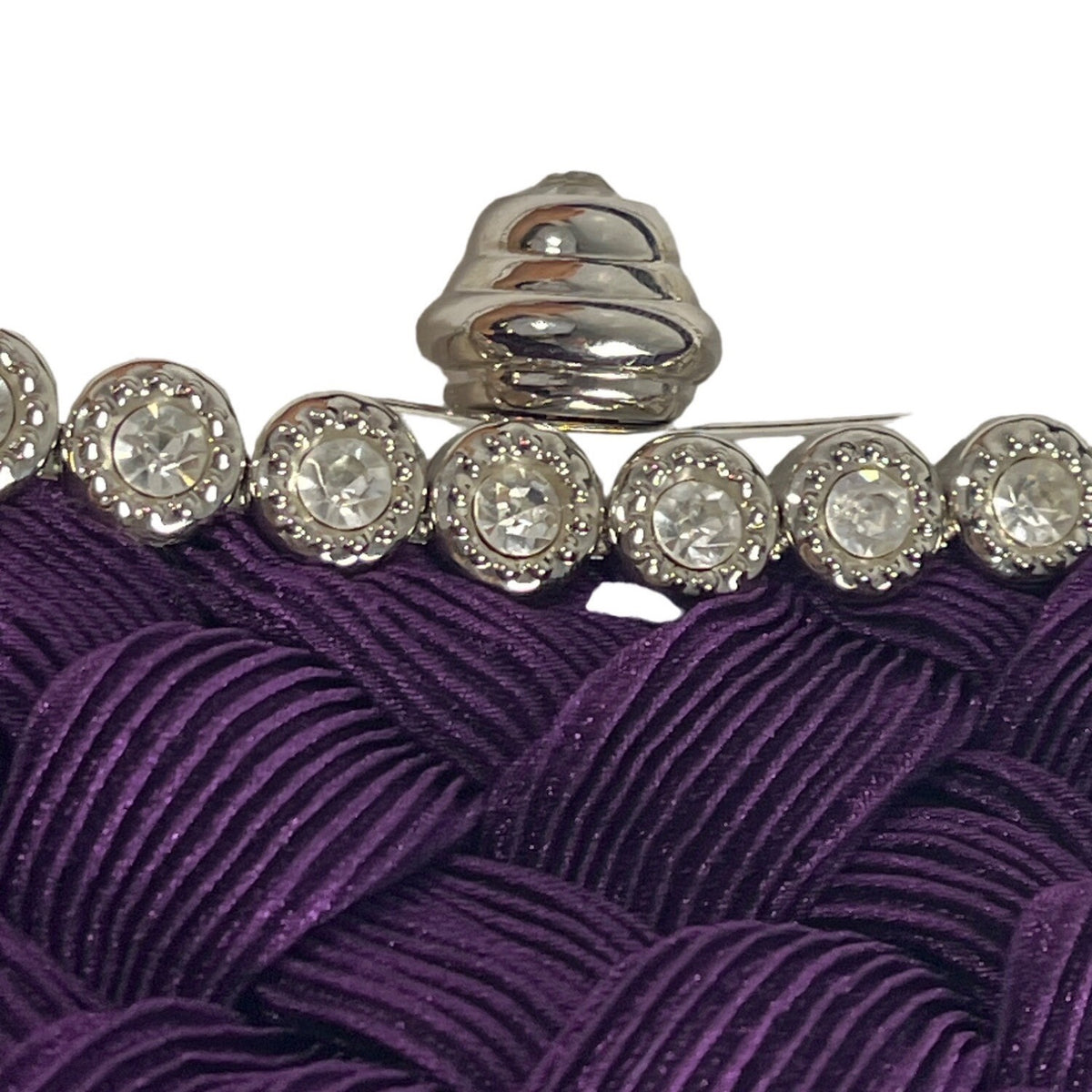 Unbranded Women’s Purple Braided Pleated With Rhinestone Evening Clutch Sz S