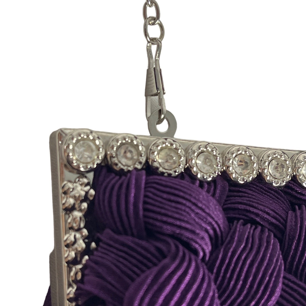 Unbranded Women’s Purple Braided Pleated With Rhinestone Evening Clutch Sz S