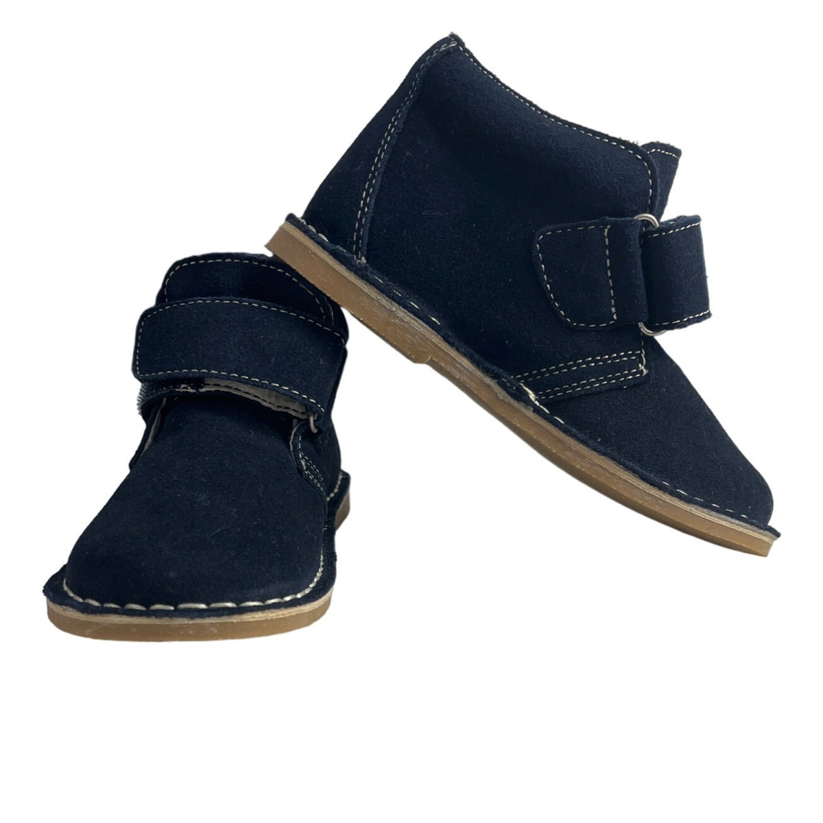 Toddler Navy Blue Suede Ankle Boots With Detachable Strap