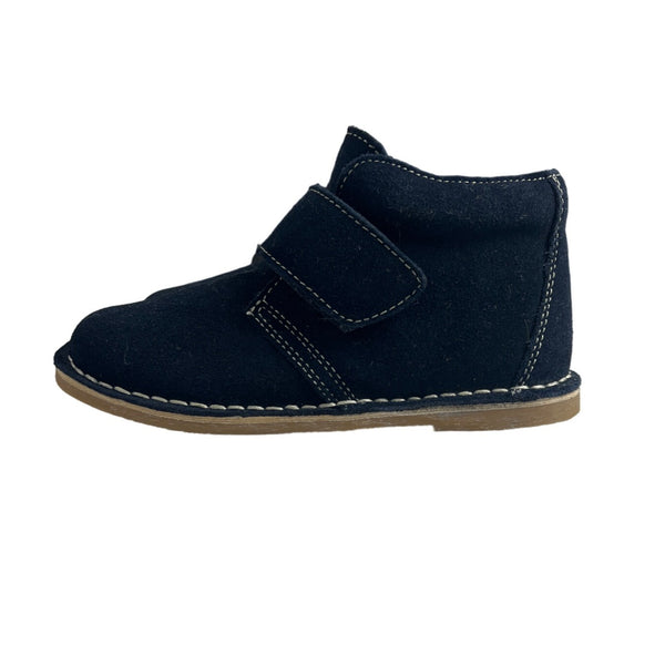 Toddler Navy Blue Suede Ankle Boots With Detachable Strap