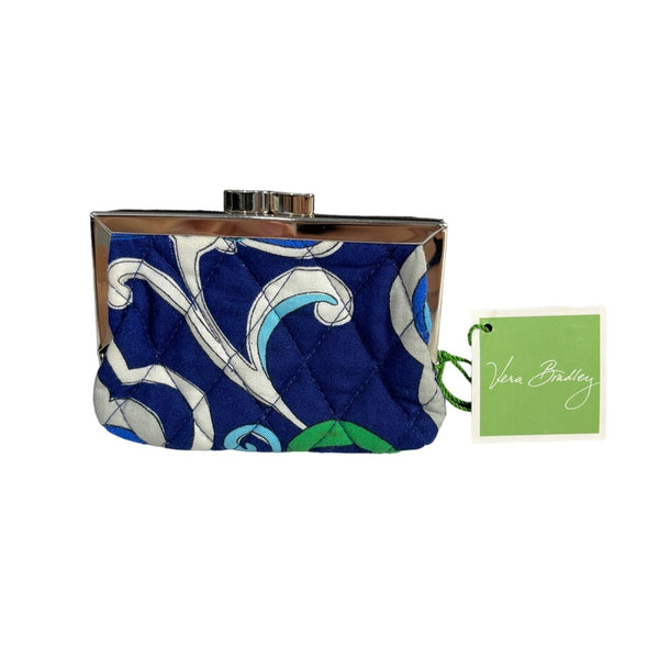 Vera Bradley Women's Bitonal Blue Floral Art  kiss lock coin purse Sz XS - NWT