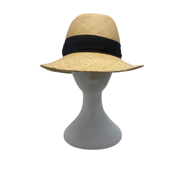 Betmar Straw Fedora Hat With Black Band For Men & Women