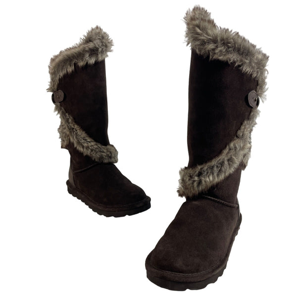 Bearpaw Women’s Winter Boots Mid Calf Brown Sheila Suade Sz 7