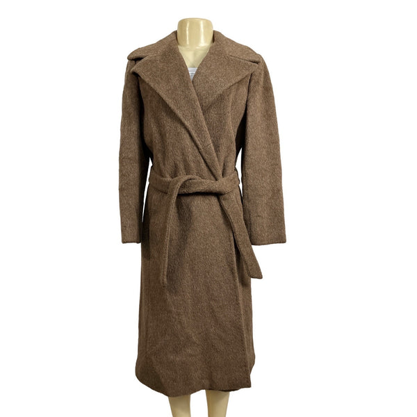 Regal De Montagnac Women's  Beige Notched Lapel Long Coat