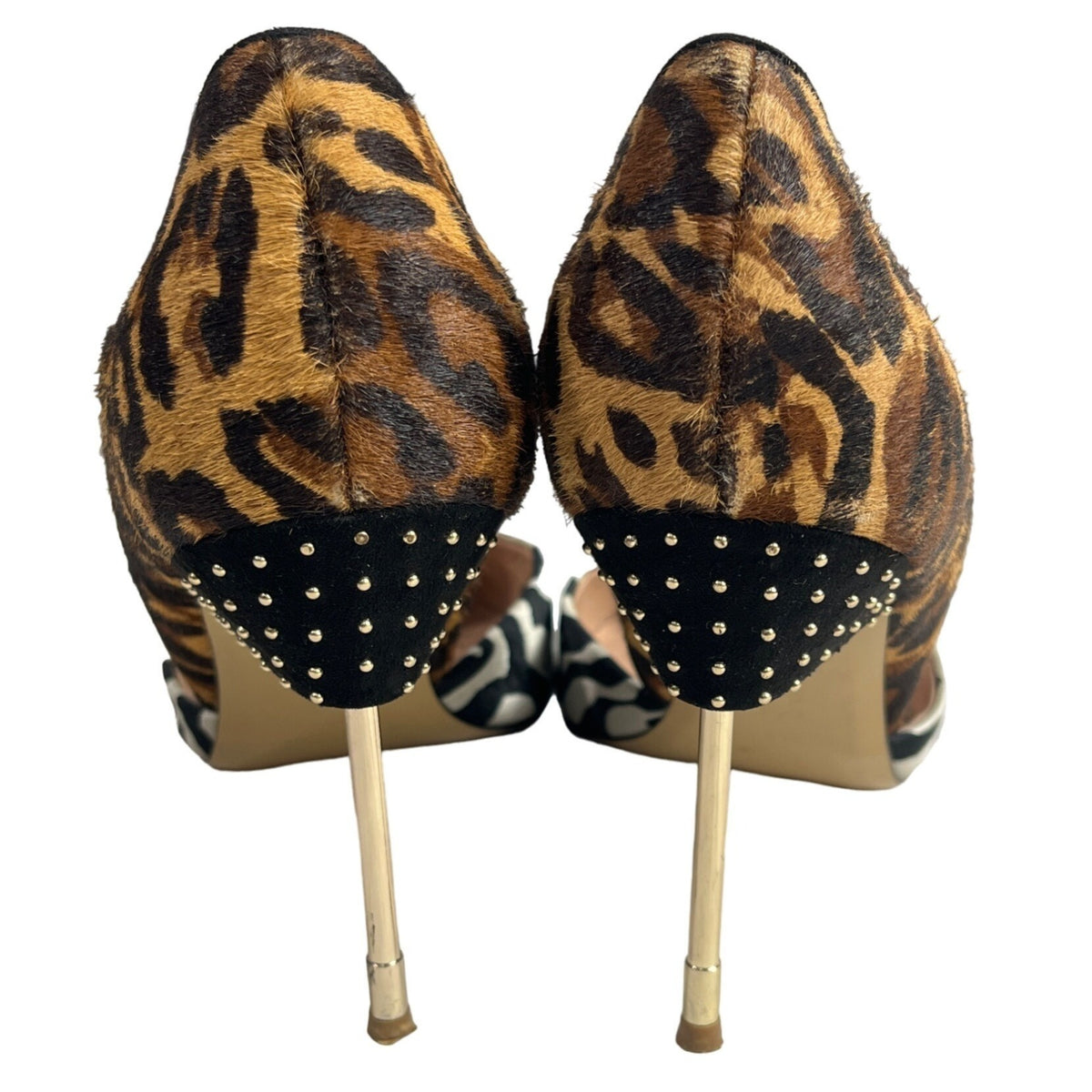 Kurt Geiger Women's Calf Hair Zebra Leopard Print 3in Heels Sz 38.5  (7.5 US)