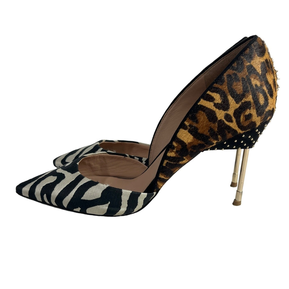 Kurt Geiger Women's Calf Hair Zebra Leopard Print 3in Heels Sz 38.5  (7.5 US)