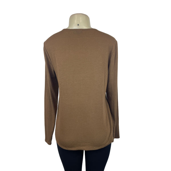 Neiman Marcus Women's Long Sleeve Brown Shirt Sz L