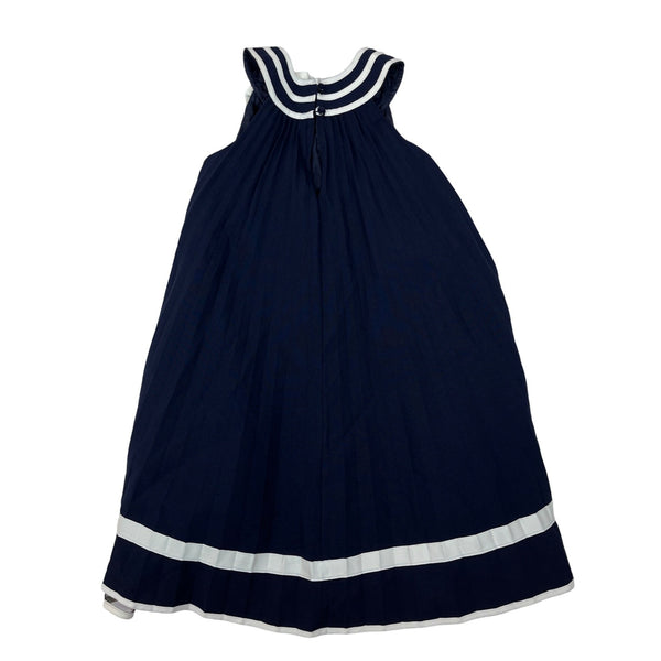 Bonnie Jean Girls Navy & White Sailor Dress With Bow Sleeveless Button Size 10