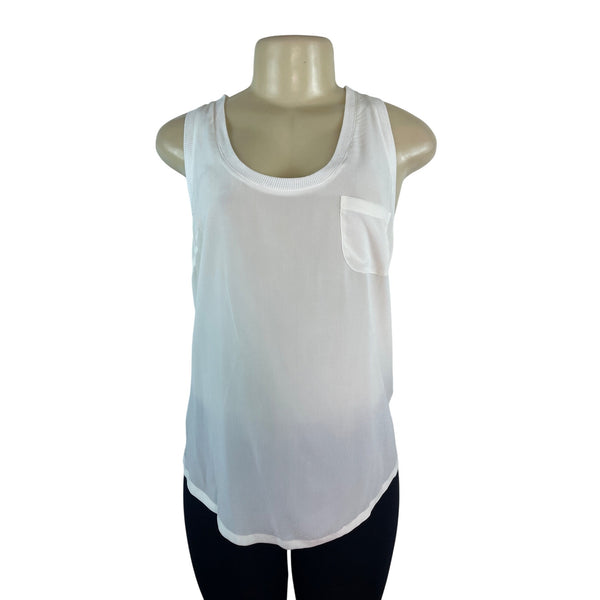 Joie Womens White Sleeveless Tank Top With Pocket Lightweight Size XS- New