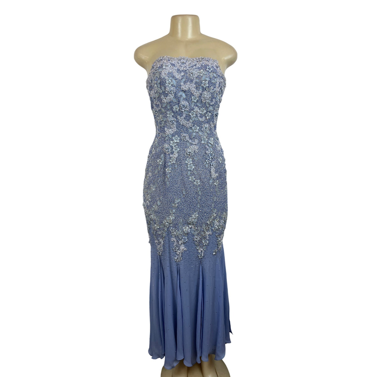 Stephen Yearick Women's Blue Vinage Sequin Strapless Dress