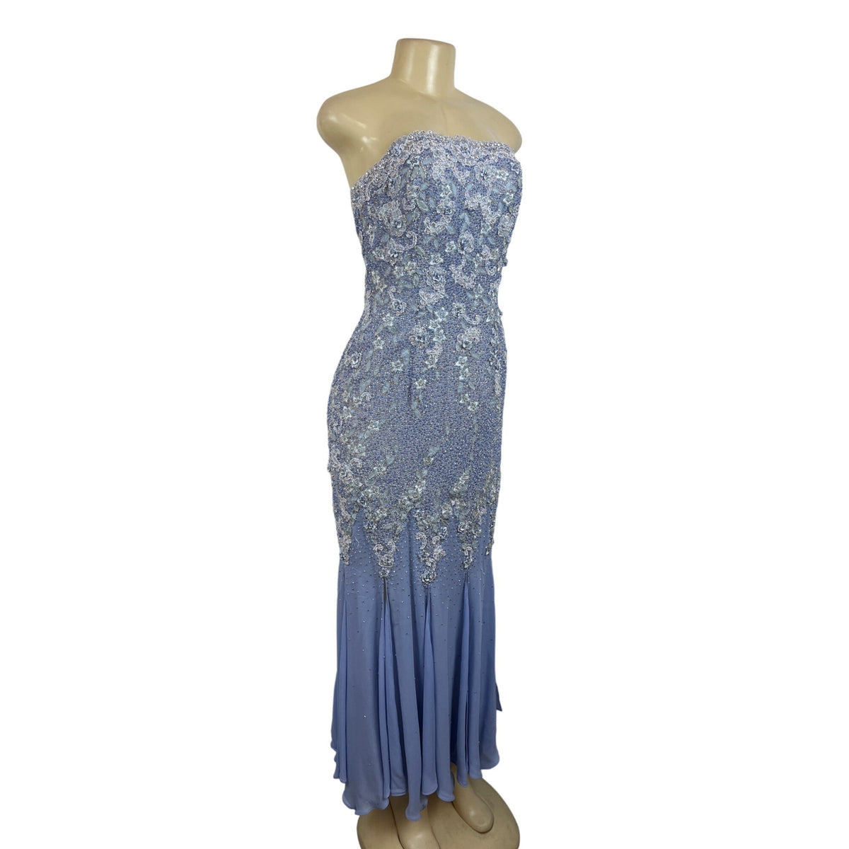 Stephen Yearick Women's Blue Vinage Sequin Strapless Dress