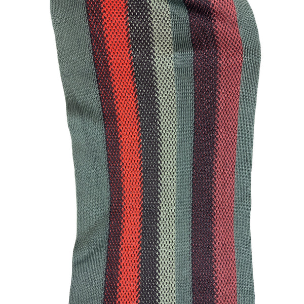 V. Fraas Unisex One Size Dark Green Red and Orange Striped Scarf