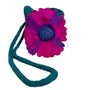 Handmade Wool Shoulder Bag with Teal and Purple Flower Made in Nepal