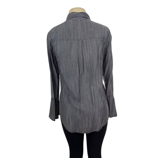 Beachlunchlounge Womens Gray Long Sleeve Button-Up Denim Shirt Sz S/P - New