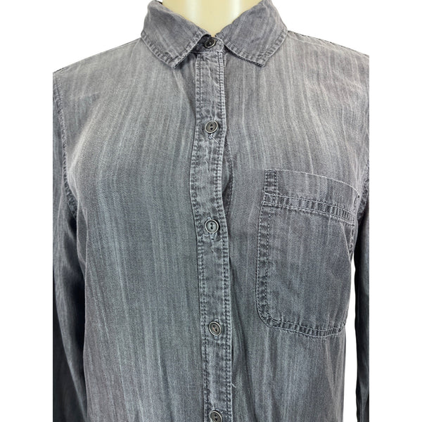 Beachlunchlounge Womens Gray Long Sleeve Button-Up Denim Shirt Sz S/P - New