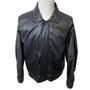 London Fog Mens Black Leather Cowhide Nylon Lining  Bomber Jacket Size 44