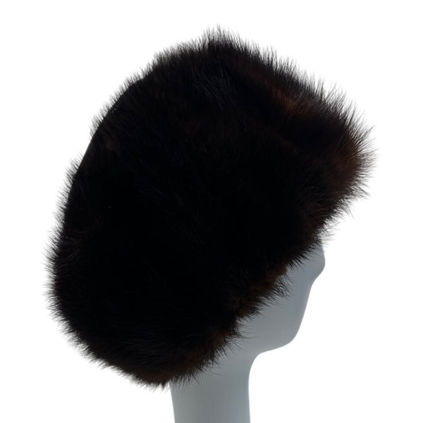 Vintage Macy's New York Women's Brown Fur Pillbox Winter Hat Cap