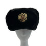 Vintage Russian Military Men's Black Cossack Imperial Eagle Winter Hat Sz L