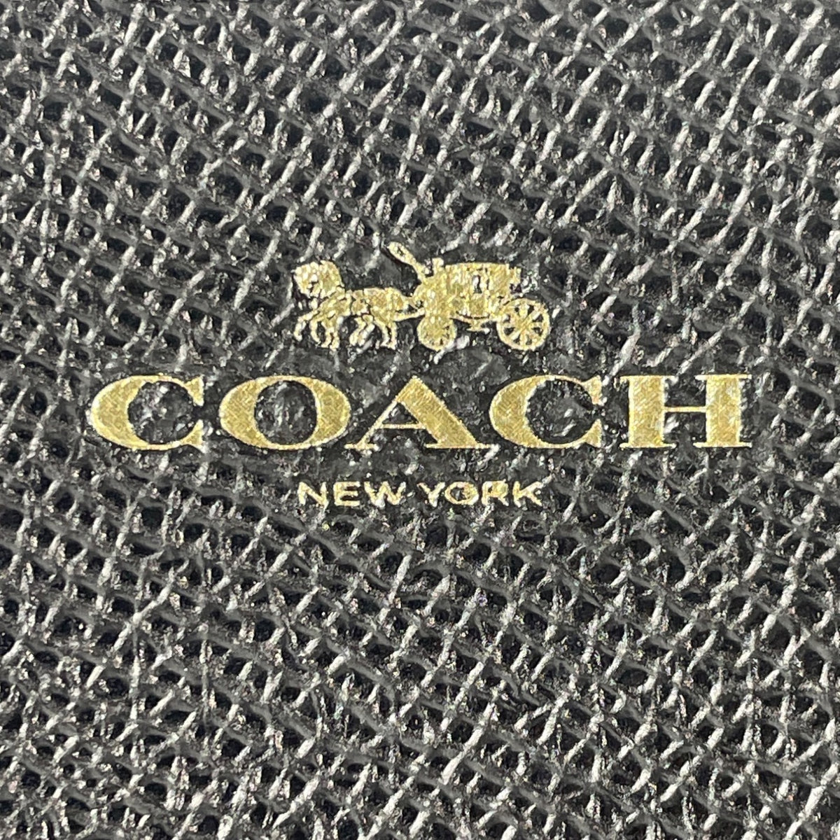 Coach New York Black Leather Wristlet Clutch Bag With Gold-Tone Zip & Logo