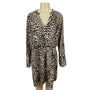 All in Favor Women's Leopard Print V Collar Loose Dress Sz XL