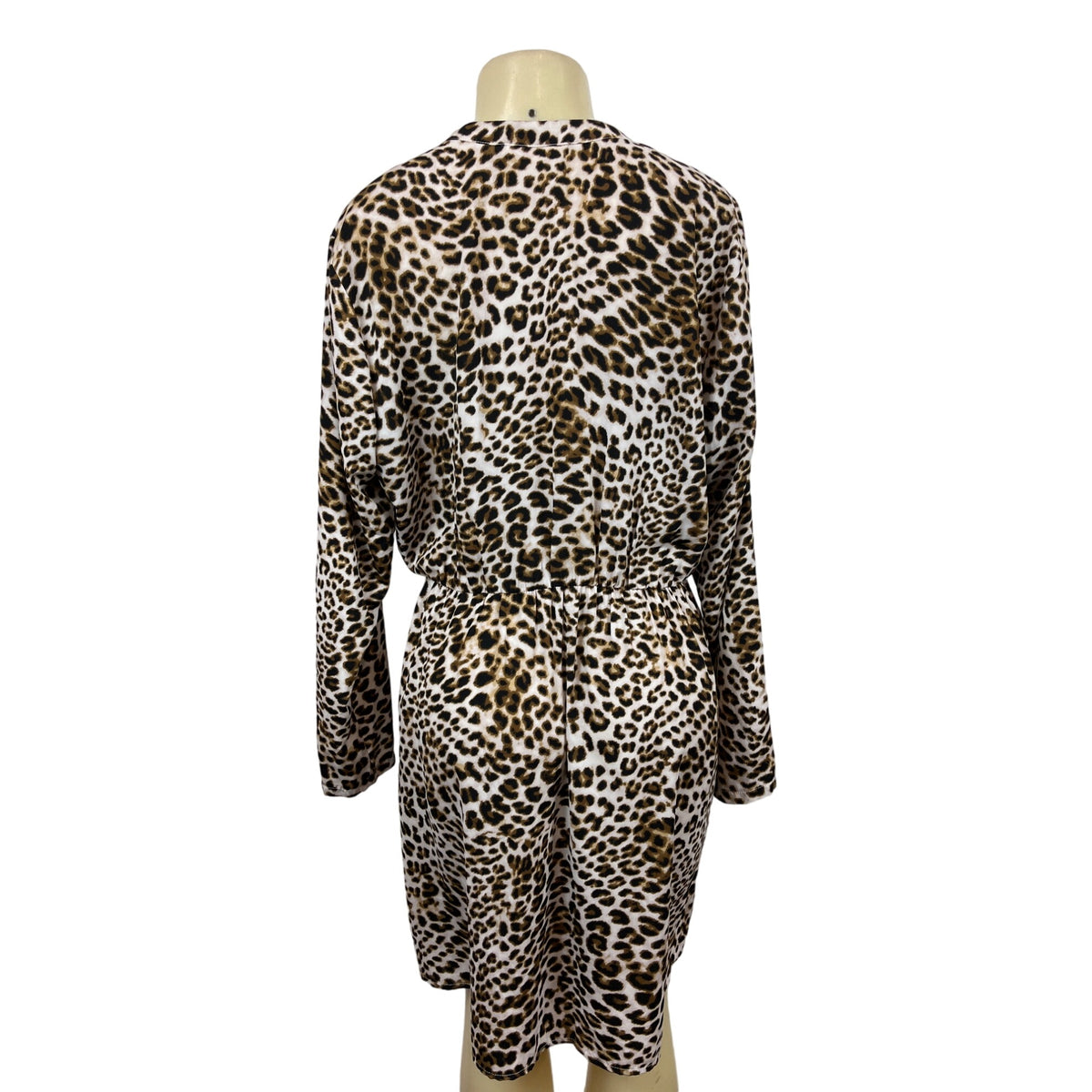 All in Favor Women's Leopard Print V Collar Loose Dress Sz XL