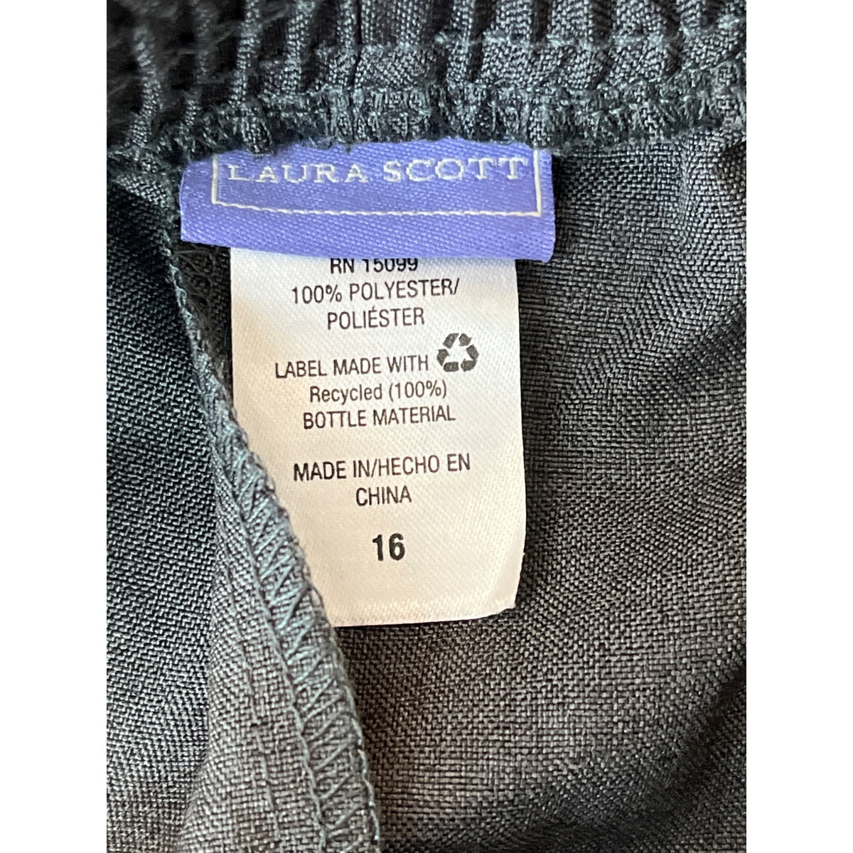 Lauren Scott Women's Grey Stretchable Waist Flat Front Pants Sz 16 - New