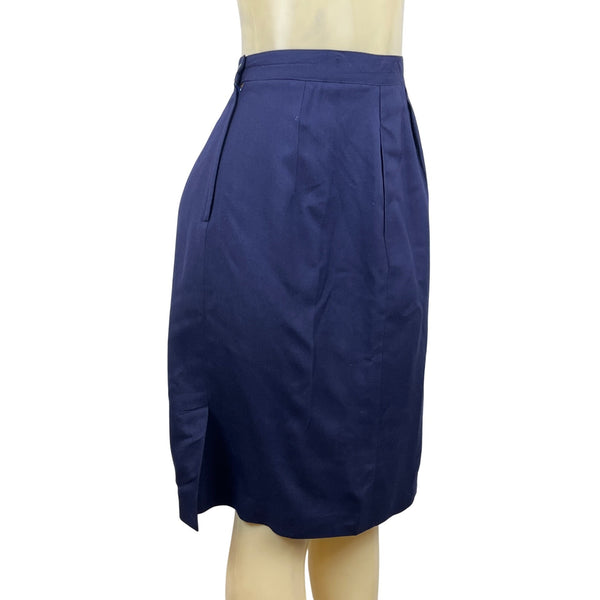 Victor Costa Navy Skirt Size 10 Rayon and Polyester Lined Womens Knee-Length Sz 10