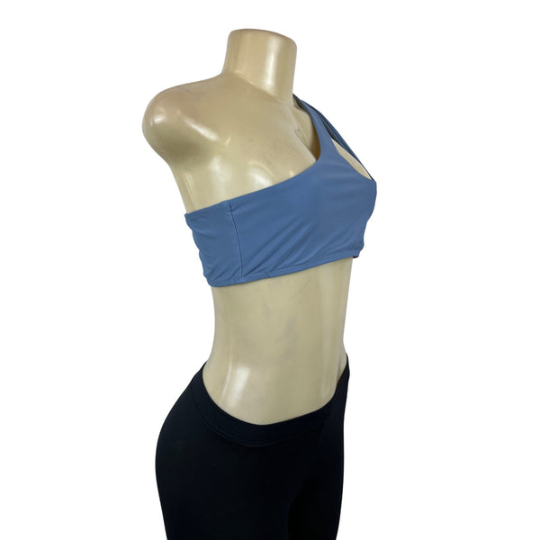 Womens One-Shoulder Blue Sports Bra Sz M