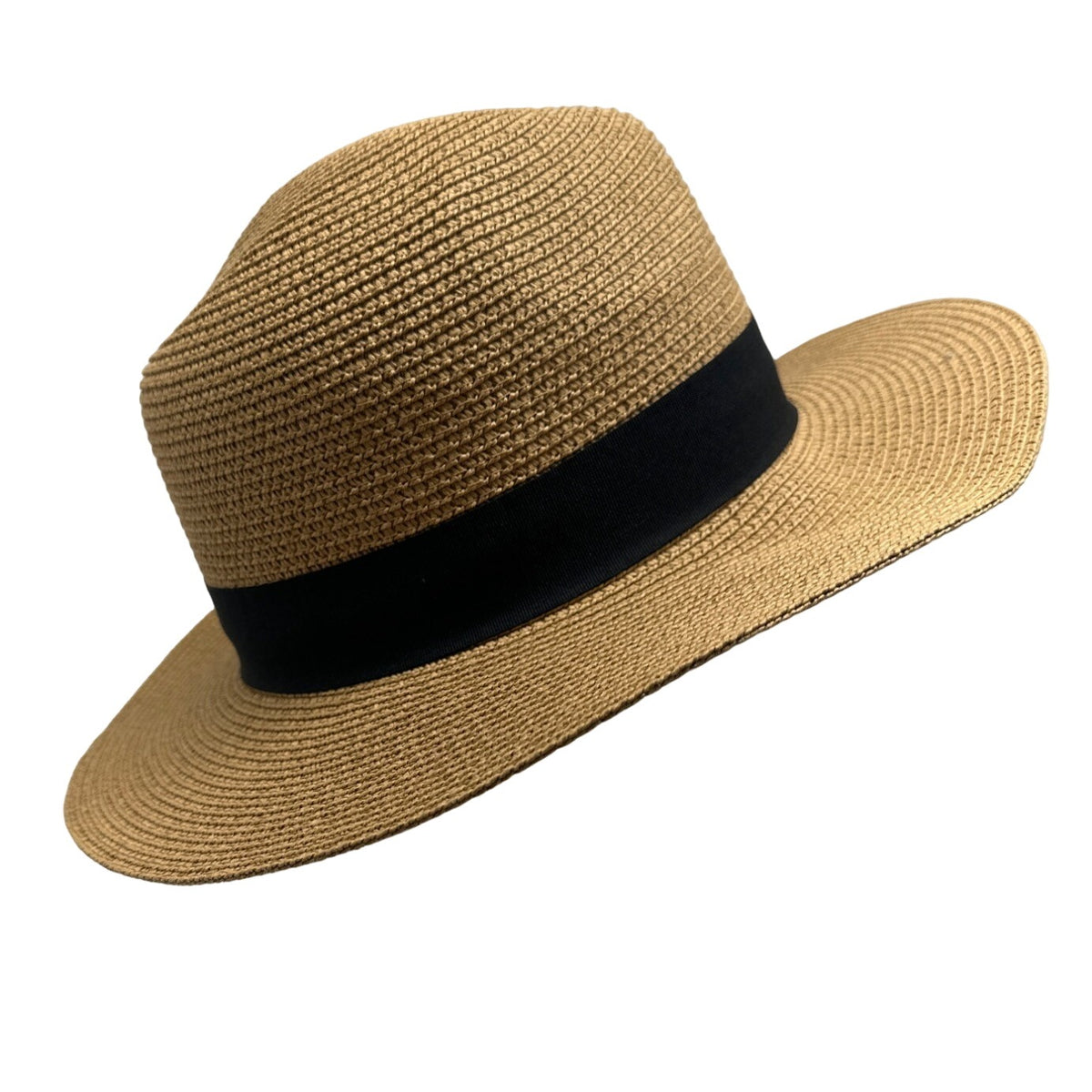 Unisex Sand Beige Black Stripe Sun Straw Hat