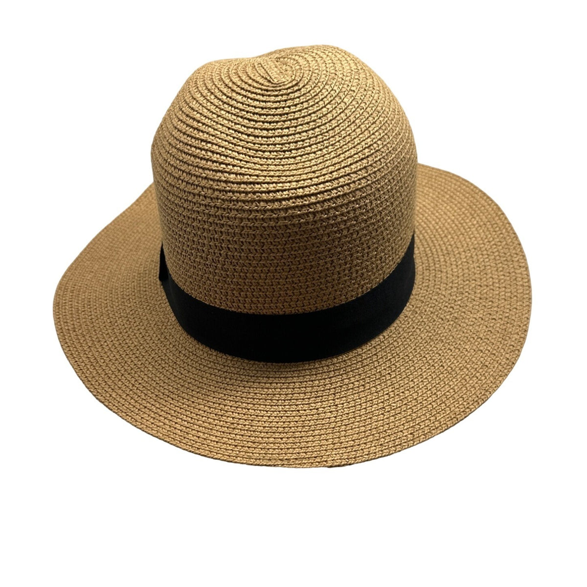 Unisex Sand Beige Black Stripe Sun Straw Hat