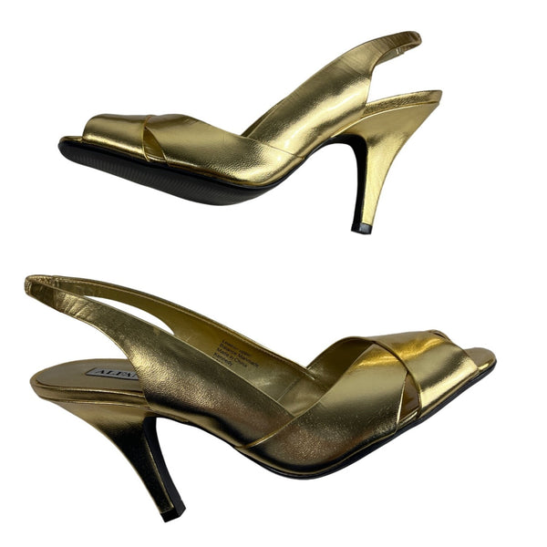 Alfani Gold Kennedy Slingback Peep Toe Womens Heels Size 9.5 - New