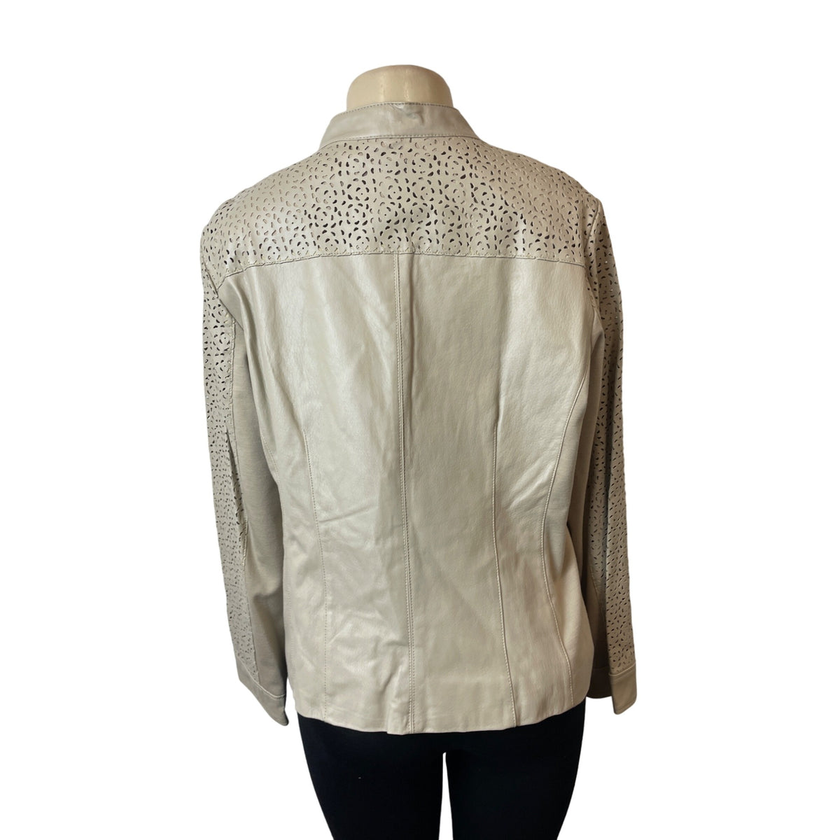 Iman Women's Beige Leather Zip Up Long Sleeve Jacket Sz XL - NWT