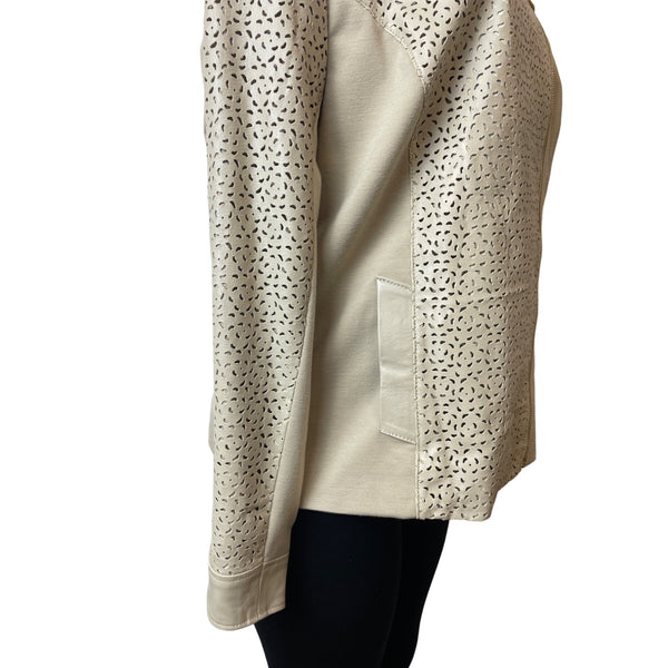 Iman Women's Beige Leather Zip Up Long Sleeve Jacket Sz XL - NWT