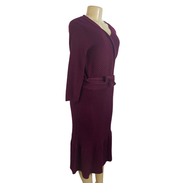 Kate Spade Women's Purple V Neck Long Sleeve Wrap Dress Sz S - NWT