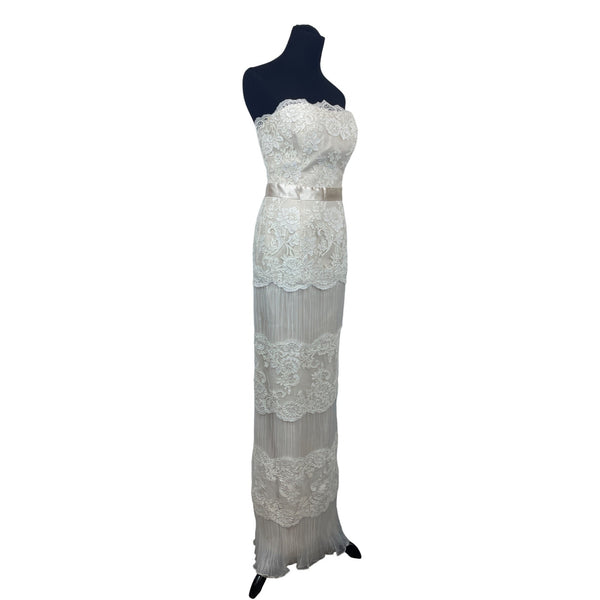 St. Pucchi Bridal Gown Size 6 Ivory/Oyster Lace Strapless Sposa Bella Evening Dress