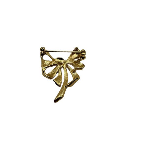 Vintage Gold Tone Ribbon Brooch Pin