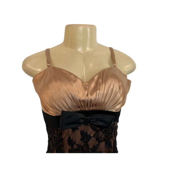 Absolut Women's Rose Gold and Black Lace Mini Dress Sz 8