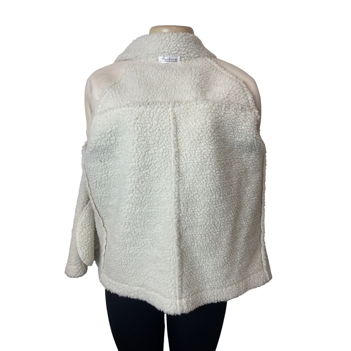 Classic Fashion Collection Women's White Lined Teddy Jacket Sz M