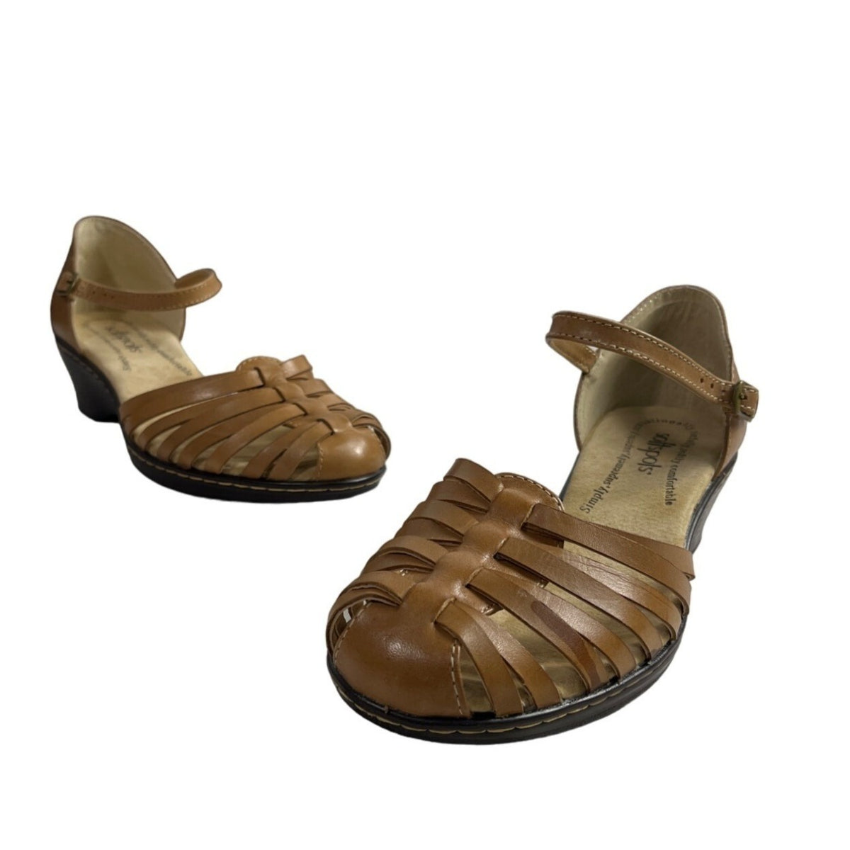 Soft Spots Women's Light Tan Tatianna Cross Strap Sandals Sz 8M - New