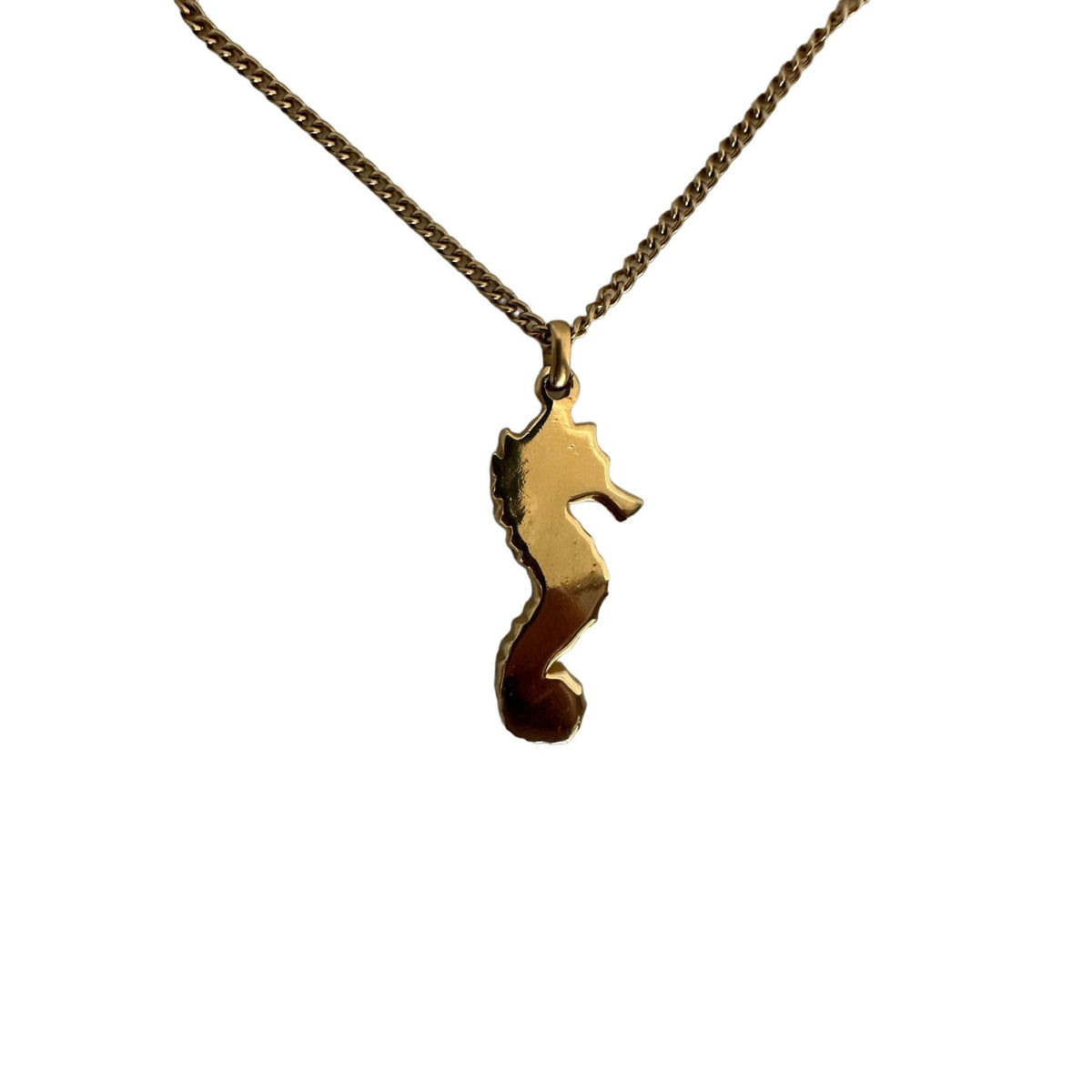 Gold Toned Seahorse Pendant - 17in