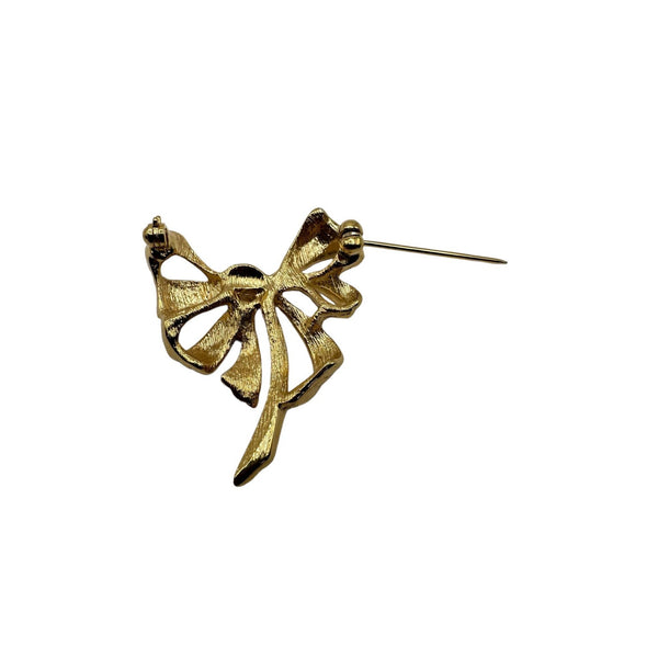 Vintage Gold Tone Ribbon Brooch Pin