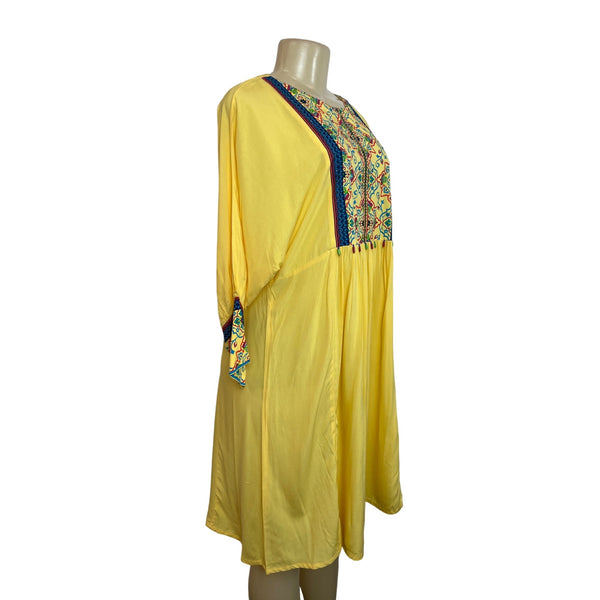 Sailor Women's Yellow Woven Long Kurti Dress Sz L - NWT