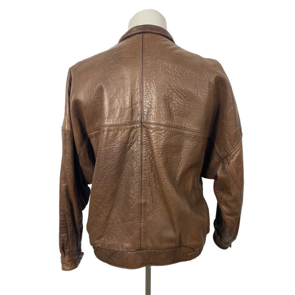 Vintage 80s Expedition by Robert Comstock Brown Pilot Leather Jacket Sz XL