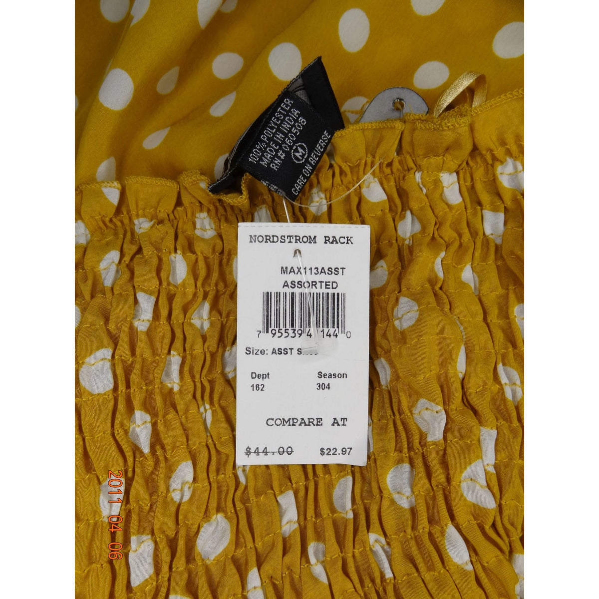 NWT Angie Yellow Polka Dots Dress for Woman Size M Long Tail Summer