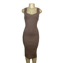 Olive + Oak Womens Portobello Ribbed Midi Dress Sleeveless Bodycon Size L- NEW