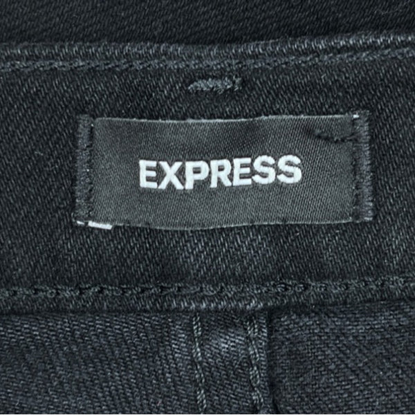 Express Womens High Rise Straight Ankle Jeans Black Denim Sz 6R